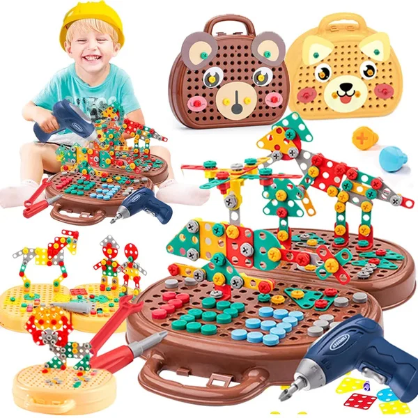 Montessori-Inspired Educational Toy Kit �C Portable Building & Drilling Play Set