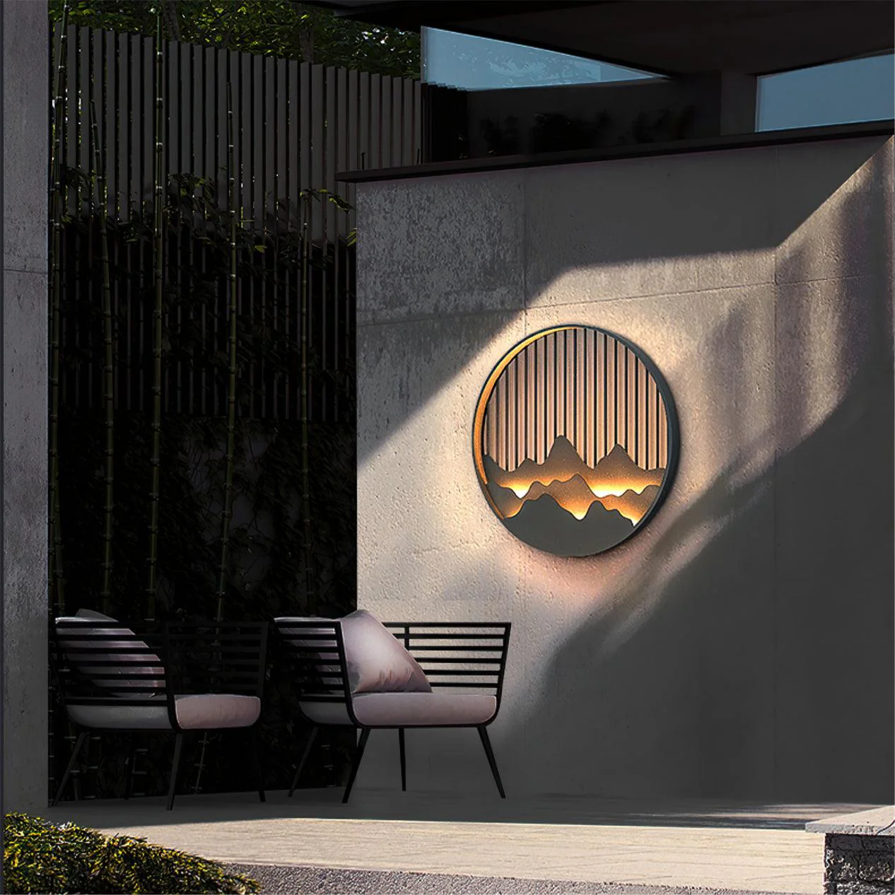 Modern Outdoor Wall Light �C Weatherproof LED Garden Lamp with 3D Mountain Design
