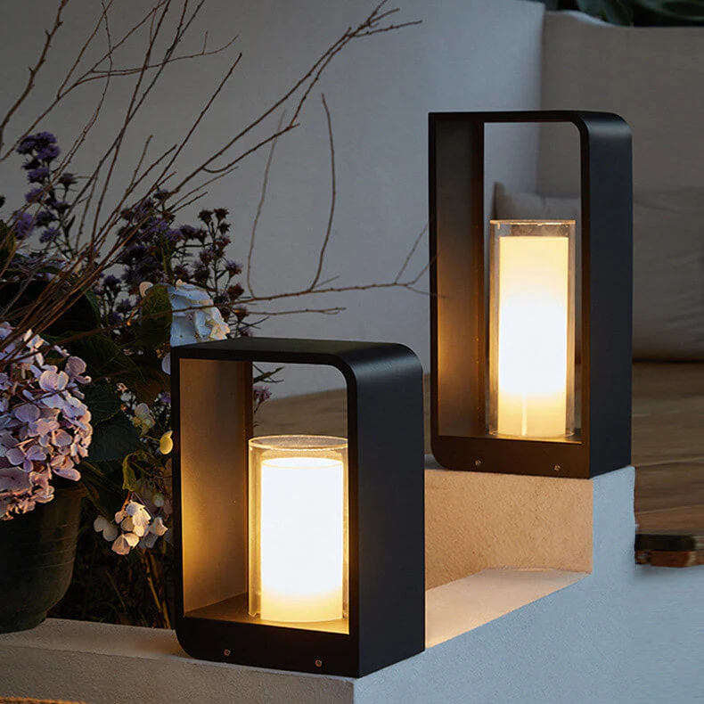 Modern Outdoor LED Patio Lantern �C Minimalist Waterproof Garden Light, Solar/Hardwired