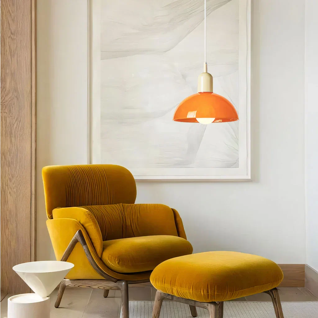 Modern Glass Bowl Pendant Light - Sleek Dome Design with LED Illumination