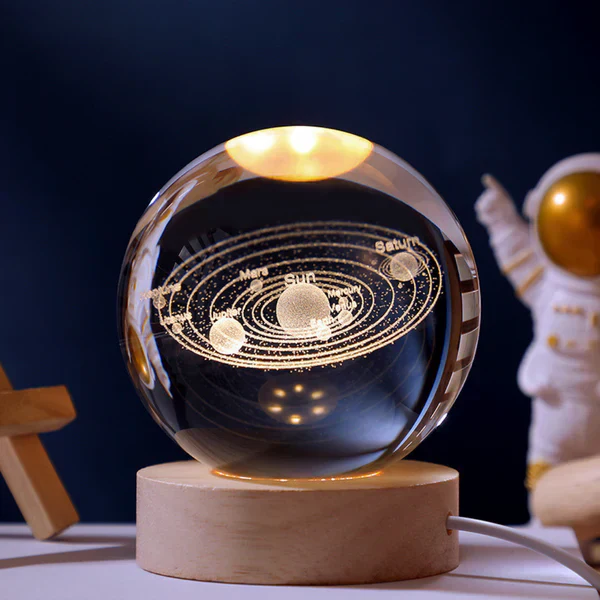 LED Crystal Ball | Clear Crystal & LED Light | Spherical Moon Design | Living Room Accent
