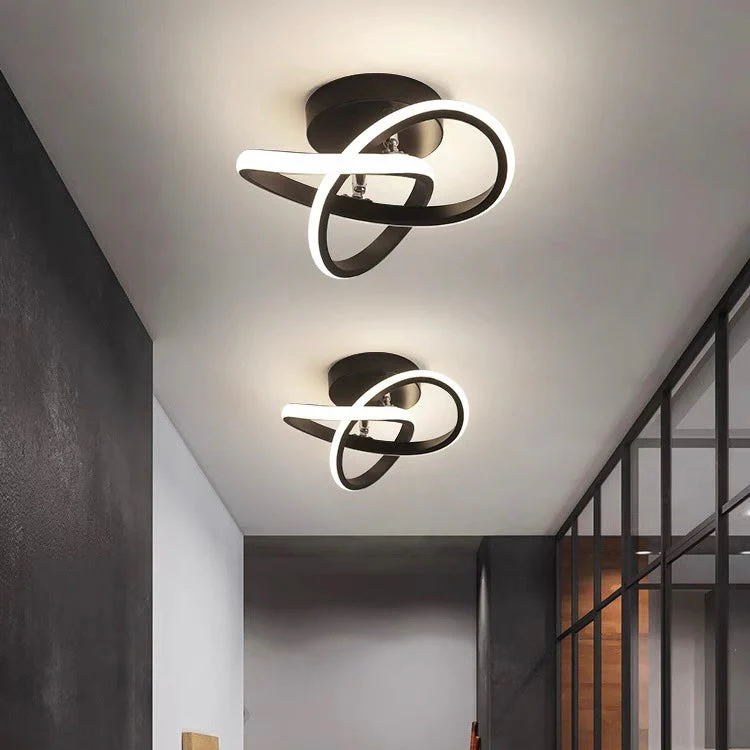 Modern LED Ceiling Light with Sculptural Loop Design �C Iron & Acrylic Flush Mount