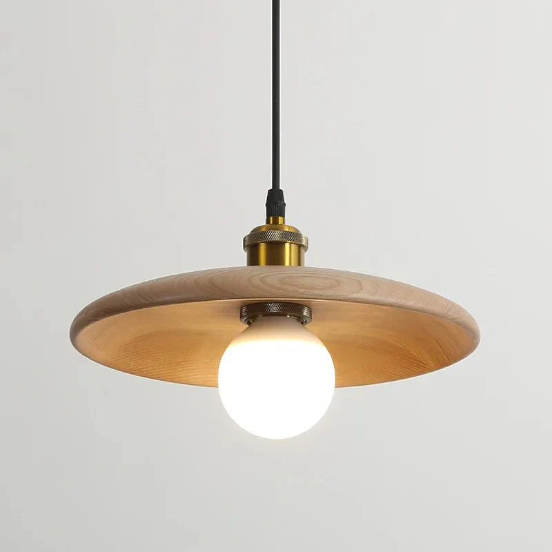 Minimalist Wood Grain Pendant Light with Sleek Dome Design