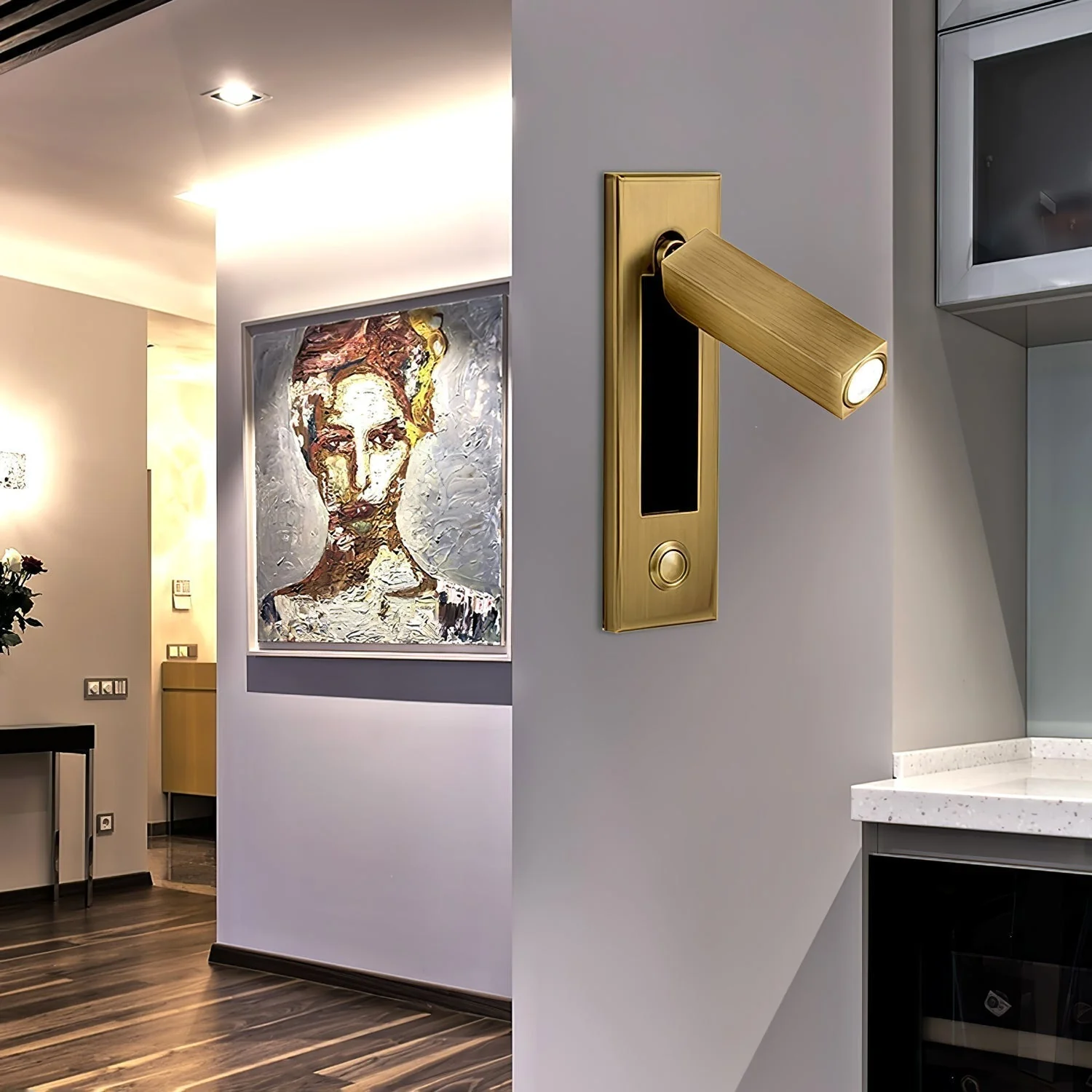 Modern Recessed Wall Light �C Adjustable LED Bedside Reading Lamp, Minimalist Design
