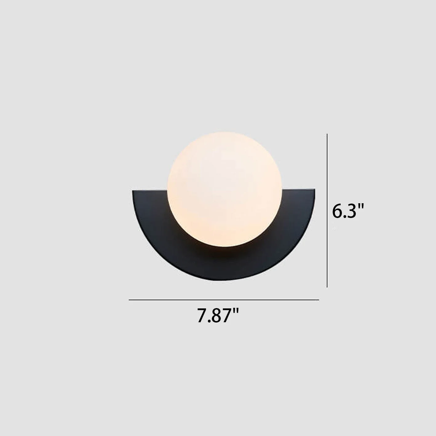 Glass Globe Wall Sconce, Modern Minimalist Light with Geometric Semicircle Base