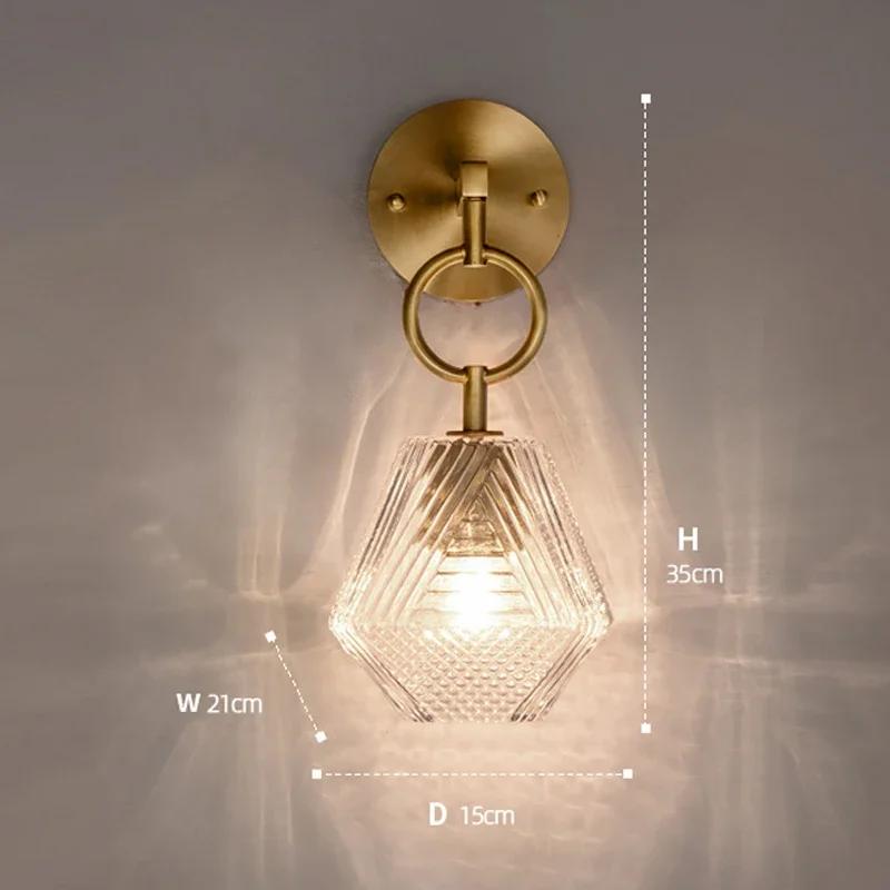 Modern Glass Wall Sconce with Geometric Shade �C LED Elegant Art Deco Wall Light