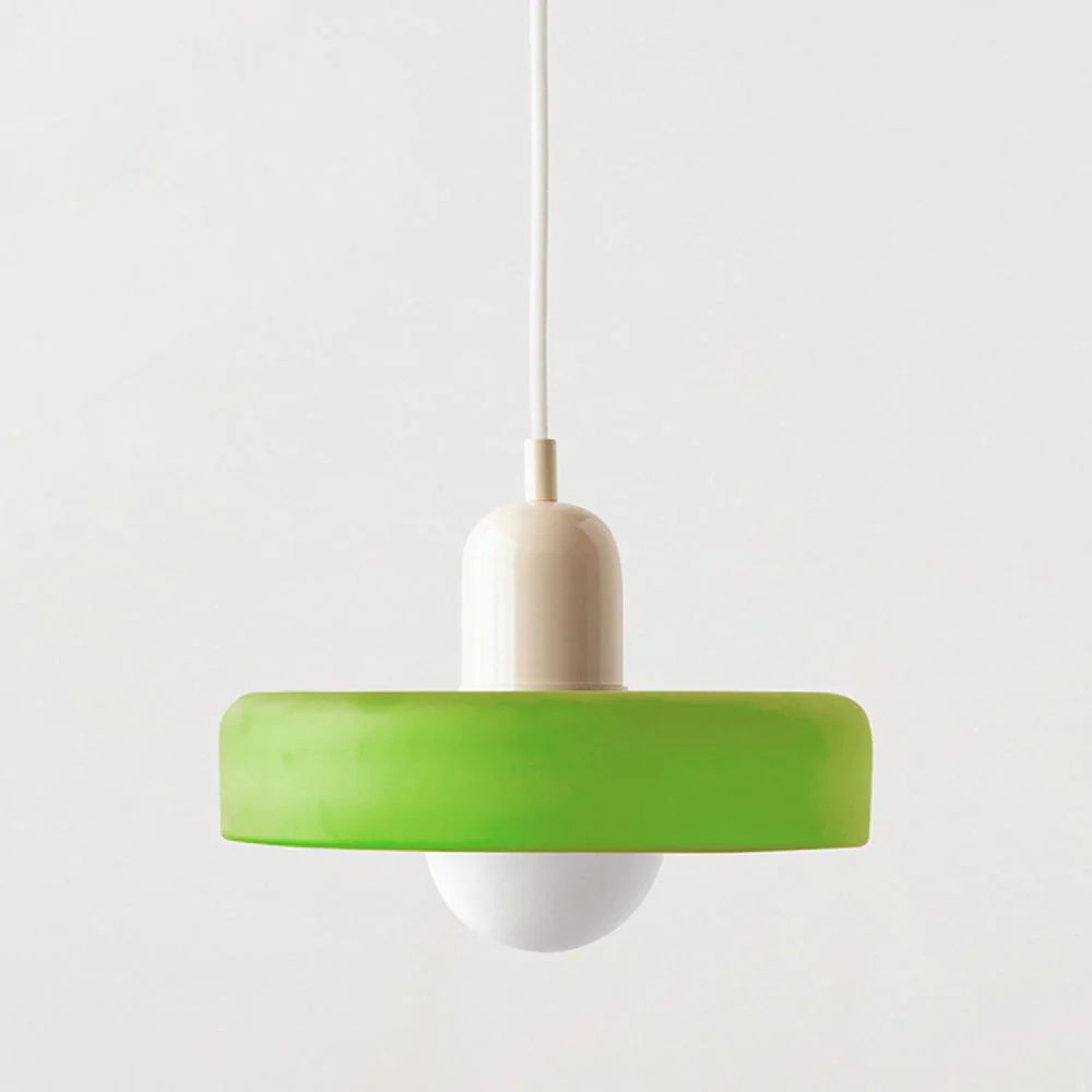 Modern Bauhaus Pendant Light with Glossy Glass Shade