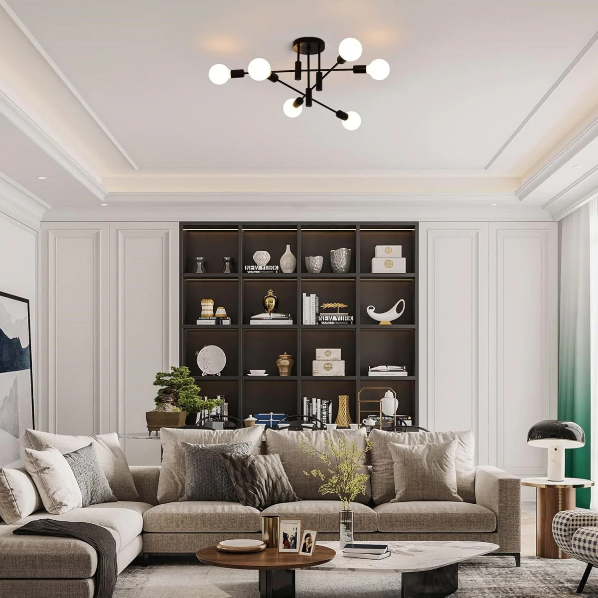 Modern Nordic Flush Ceiling Light �C Minimalist Metal Fixture with Geometric Design