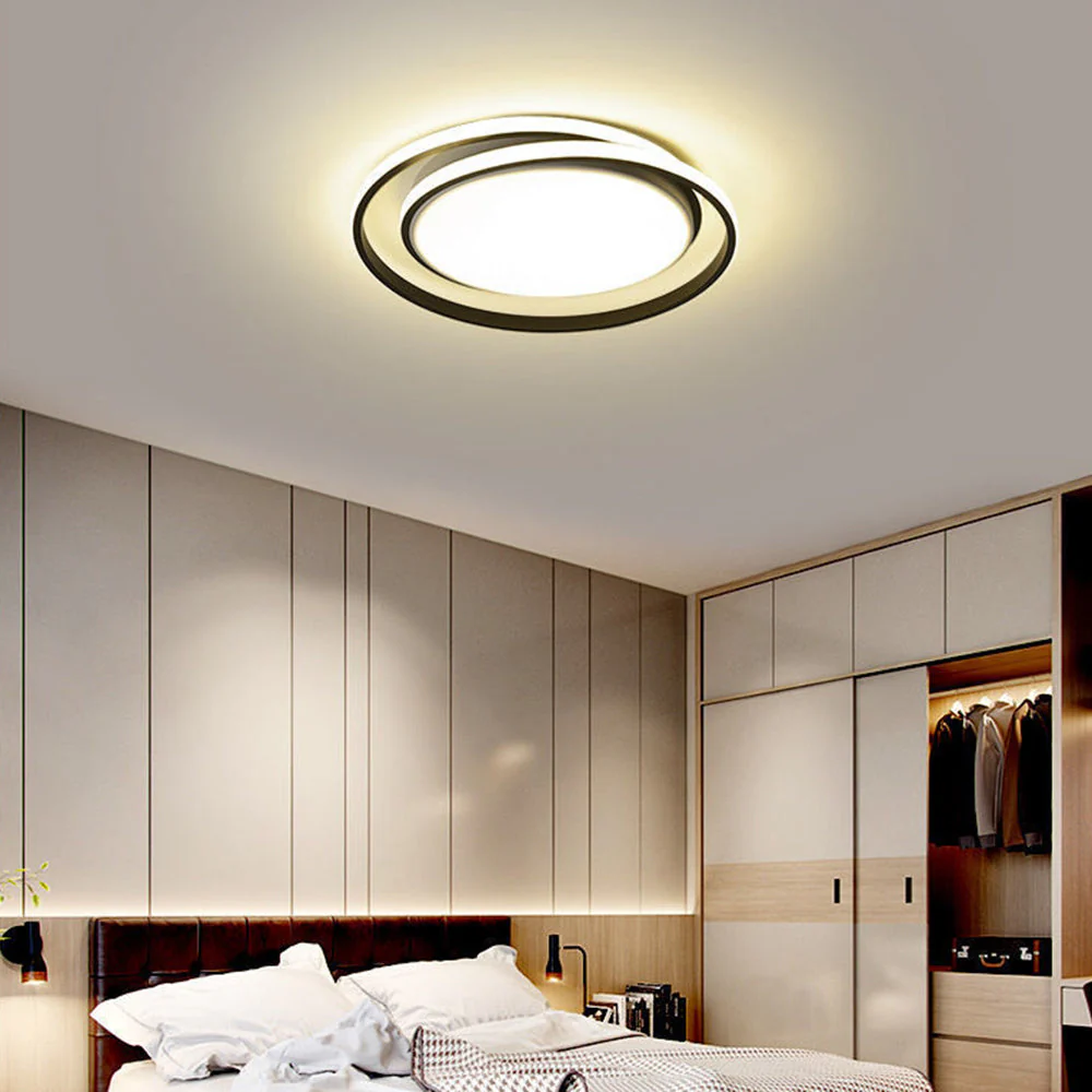 Modern Minimalist LED Flush Ceiling Light �C Circular Iron & Acrylic Fixture
