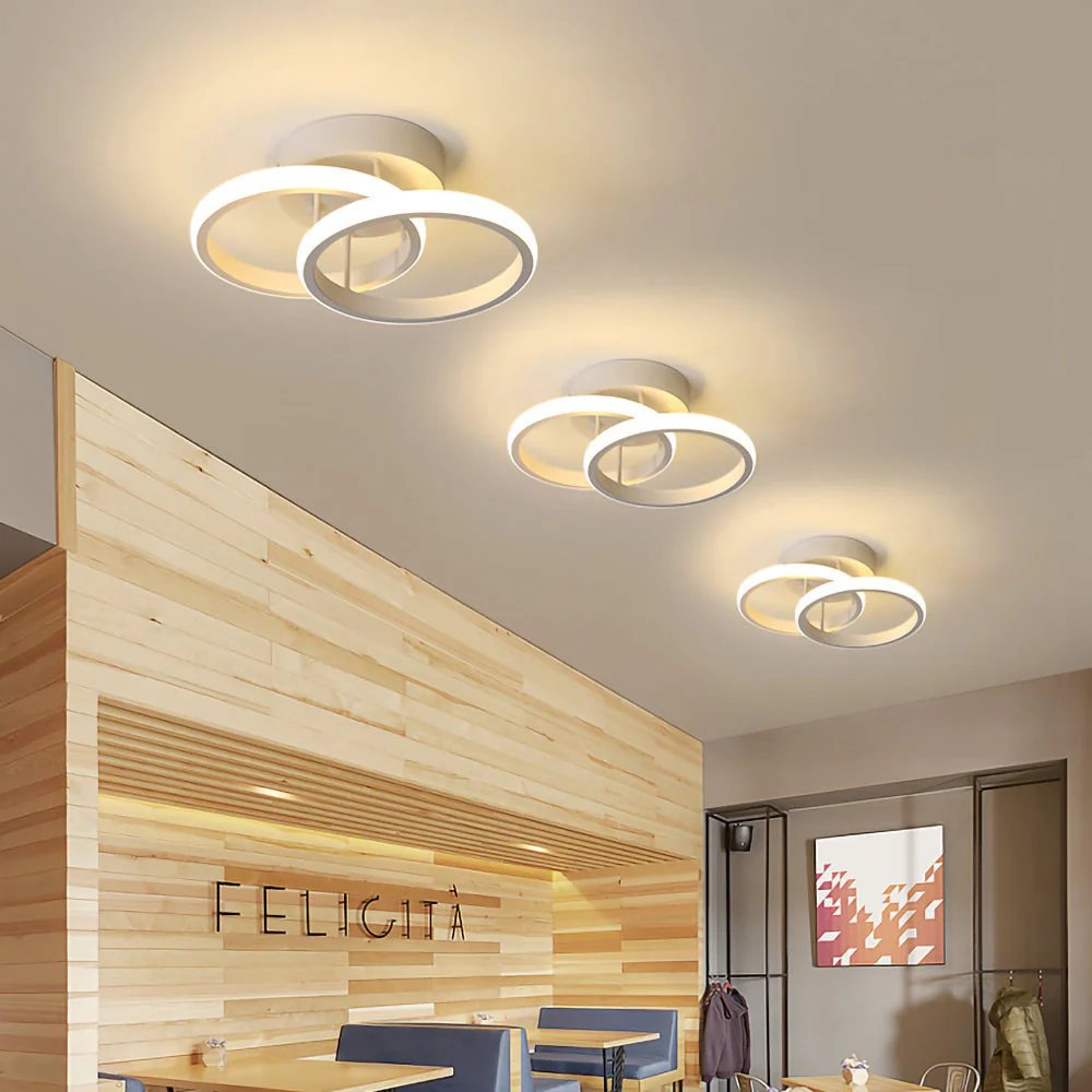 Modern LED Ceiling Light with Sculptural Loop Design �C Iron & Acrylic Flush Mount