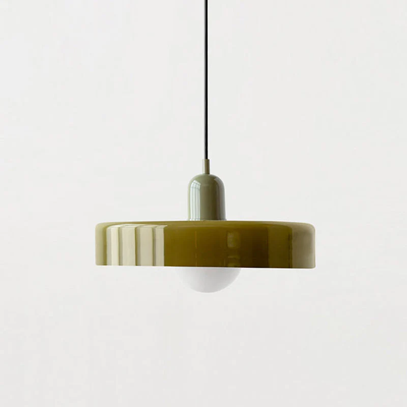 Modern Bauhaus Pendant Light with Glossy Glass Shade