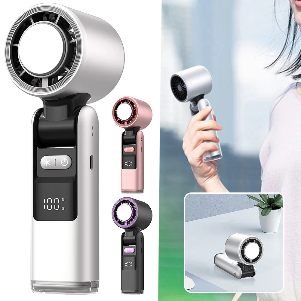 Foldable USB Rechargeable Handheld Fan with 100 Speed Settings & Digital Display