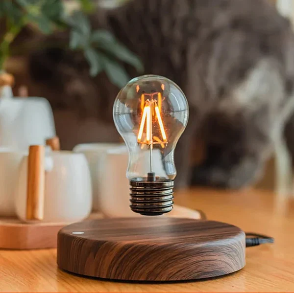 Levitating Desk Lamp with Walnut Base �C Modern Minimalist Lighting