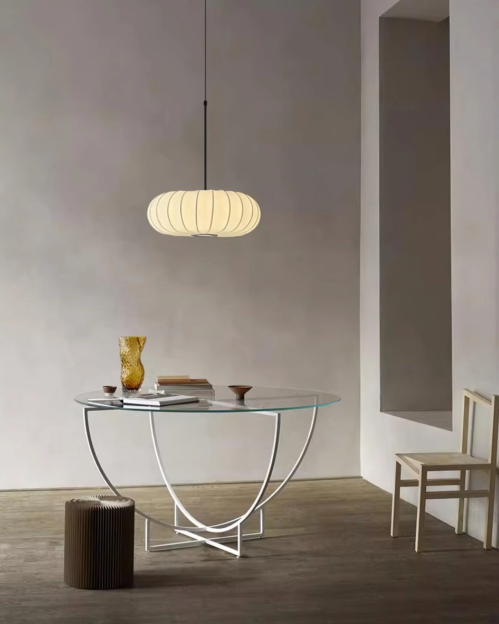 Minimalist Verona Pendant Light with Ribbed Design and Japanese Elegance