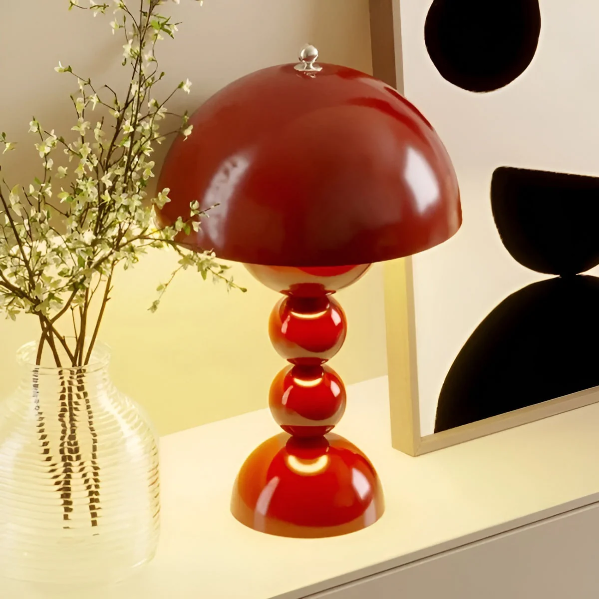 Scandinavian Design Table Lamp with Dimmable LED and Glossy Finish