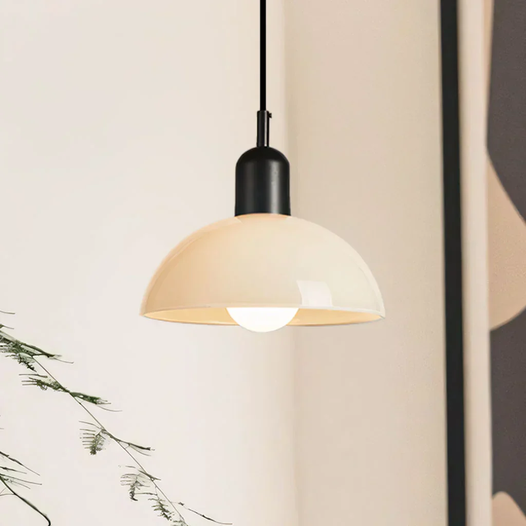 Modern Glass Bowl Pendant Light - Sleek Dome Design with LED Illumination
