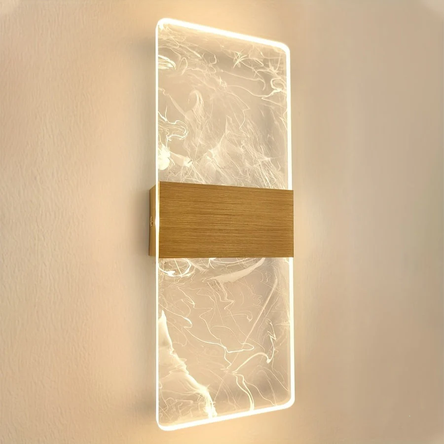 Acrylic Wall Lamp with Cloud Pattern, Warm Light
