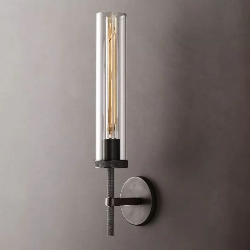 Wall Sconce | Brushed Brass & Clear Glass | Knurled Texture | Loft-Inspired Interiors