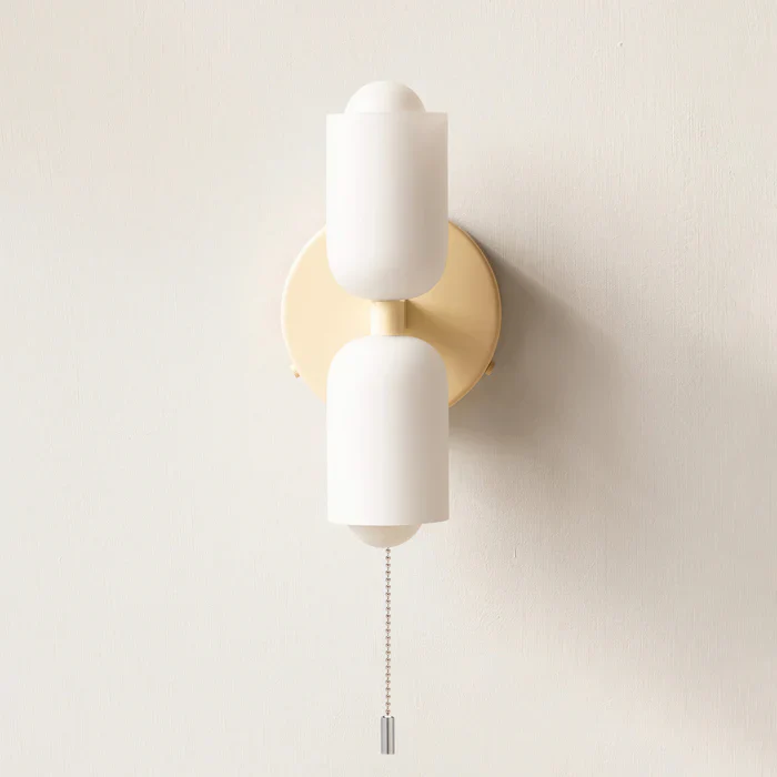Modern Double Wall Light with Cylindrical Shades �C Sleek Metal Sconce for Indoor Use