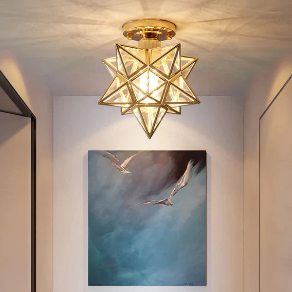 Modern Geometric Moravian Star Flush Mount Ceiling Light Fixture