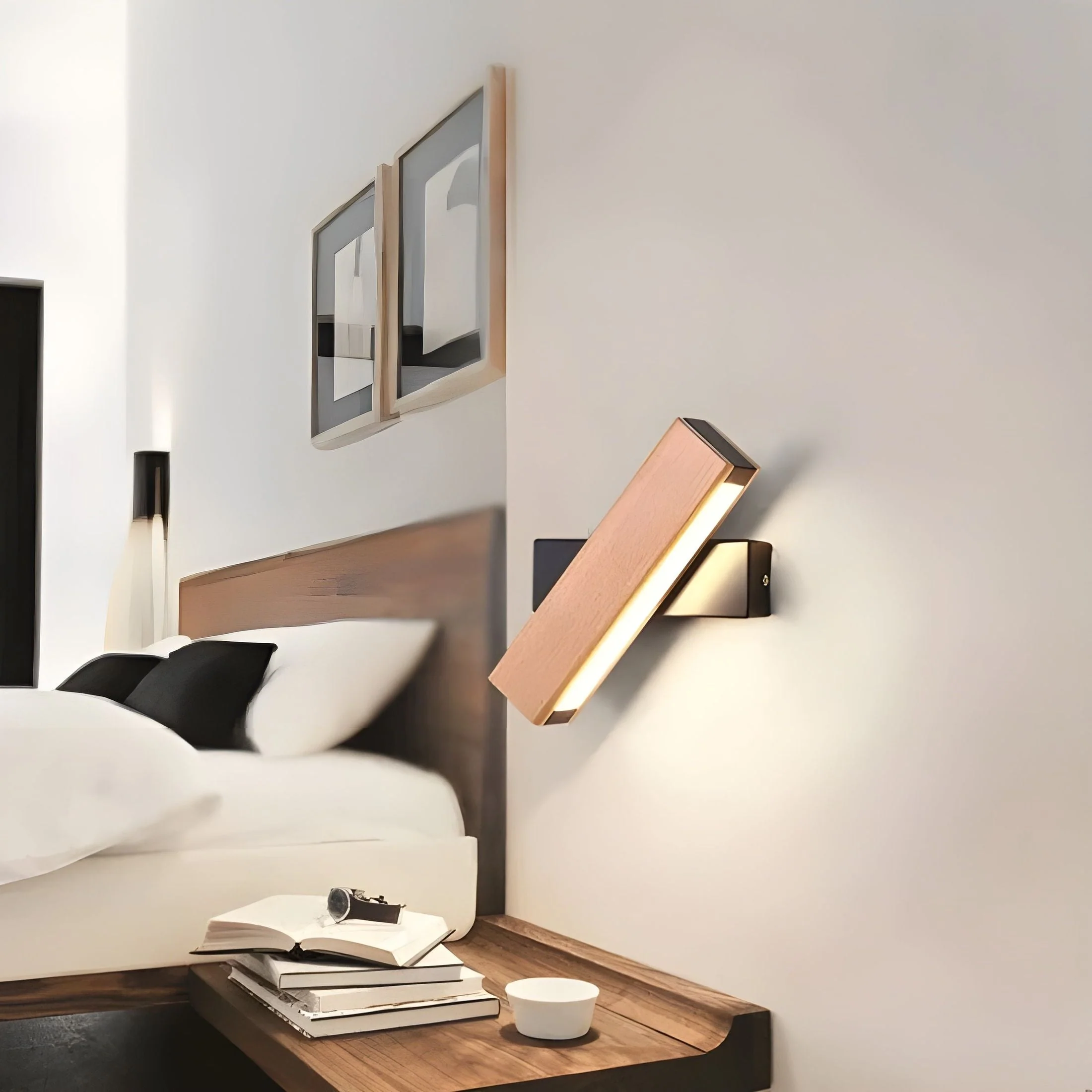Modern Scandinavian Wooden LED Wall Light �C Minimalist Adjustable Wall Sconce
