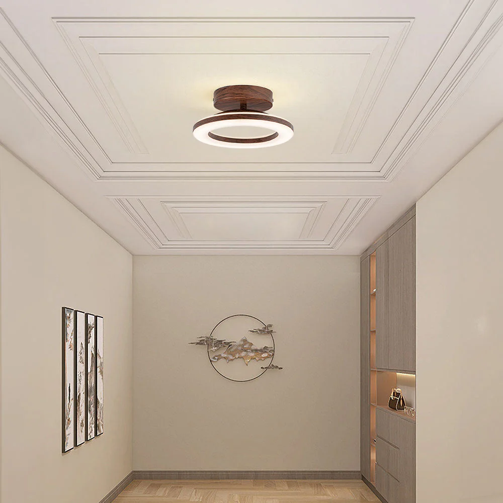 Modern Acrylic Flush Mount LED Ceiling Light �C Round Double Ring Hallway Fixture