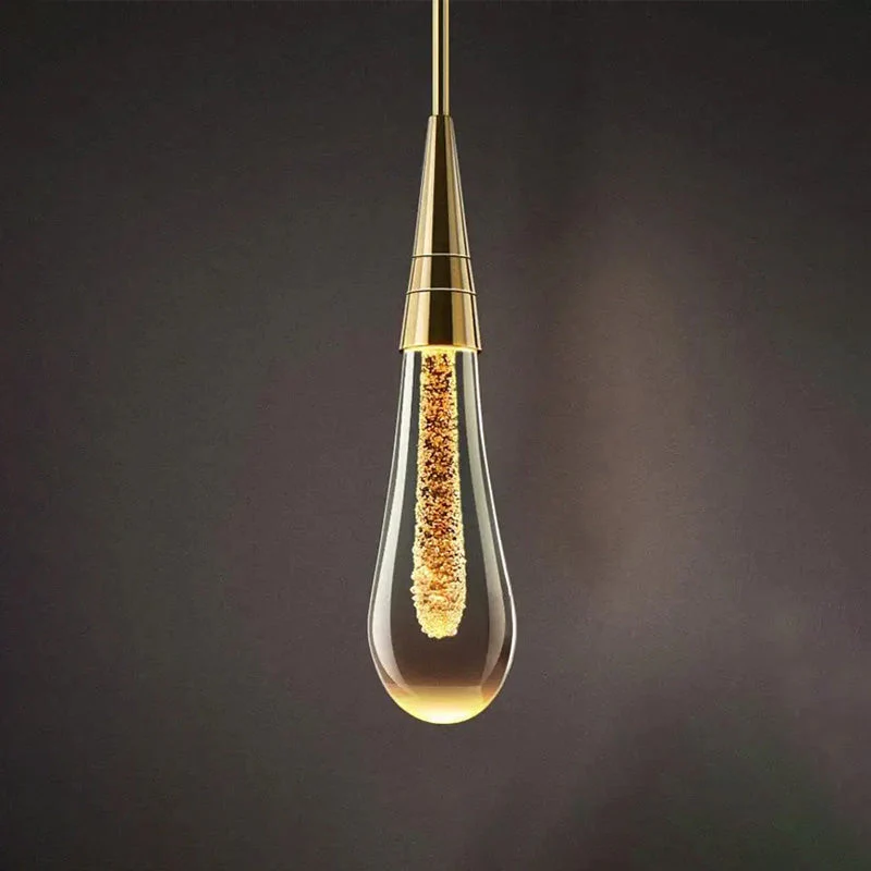 Teardrop Glass Wall Light �?Elegant Minimalist Pendant Lamp with Warm LED Glow