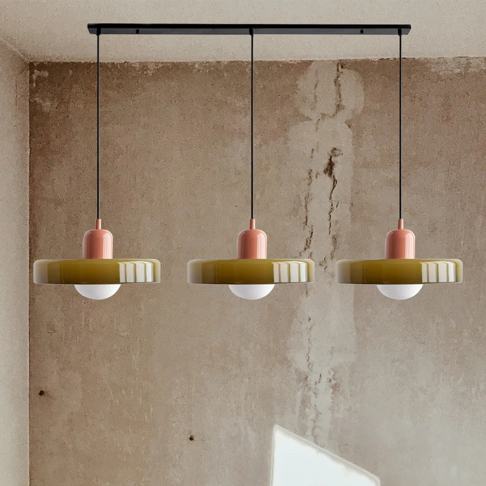 Modern Minimalist 3-Light Bauhaus Pendant Lamp with Glossy Glass Finish