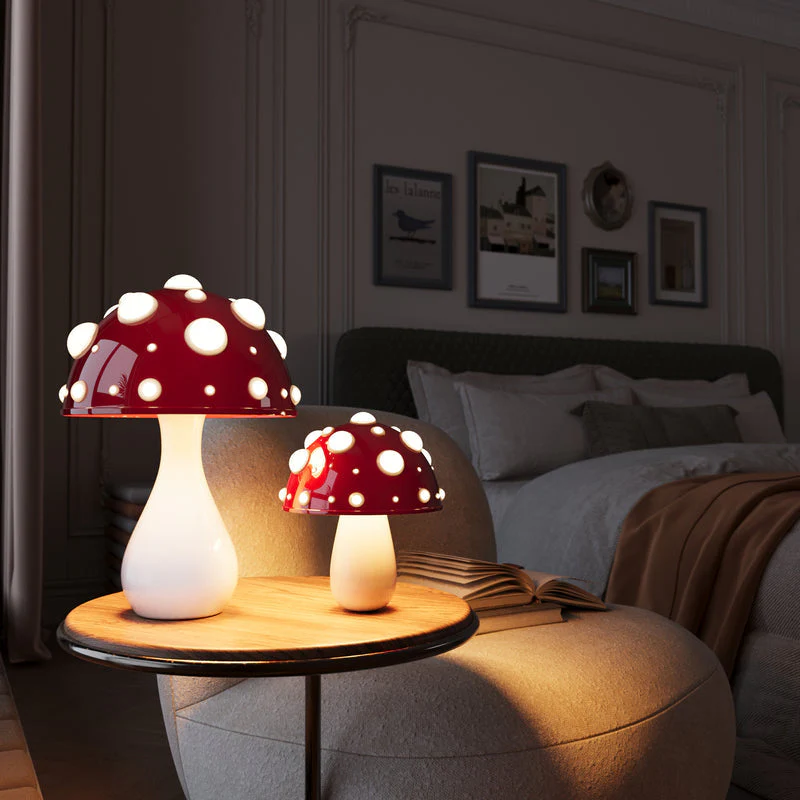 Whimsical Mushroom-Inspired LED Table Lamp - Dimmable & Wireless