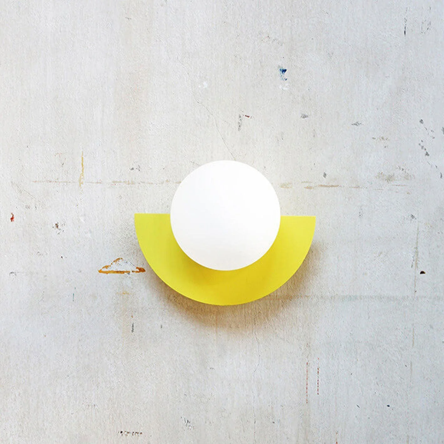 Glass Globe Wall Sconce, Modern Minimalist Light with Geometric Semicircle Base