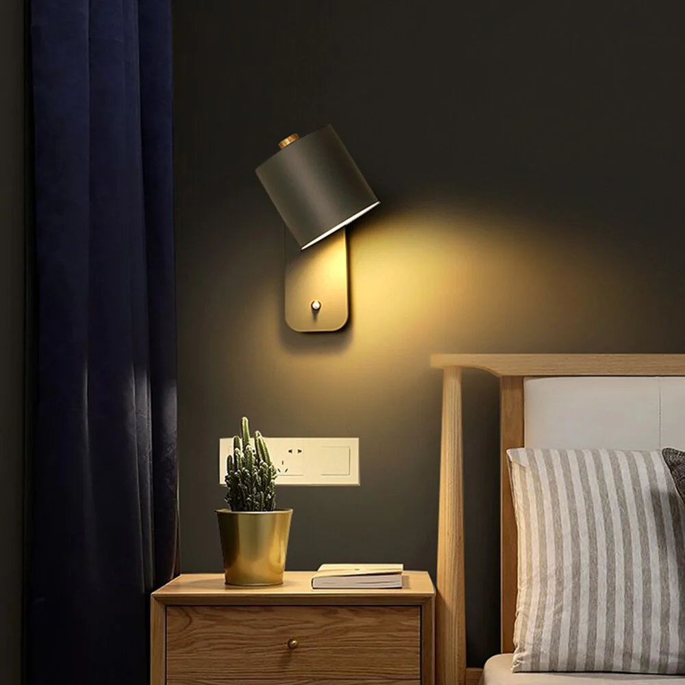 Modern Cylinder Wall Sconce with Switch - Minimalist LED Light Fixture