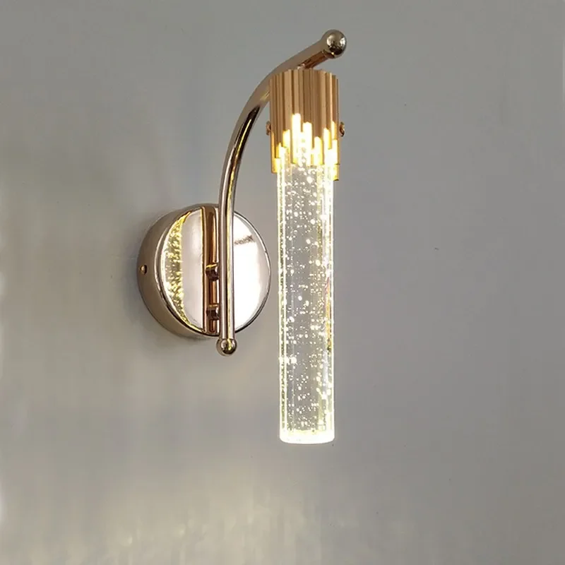 Crystal Wall Sconce Light �C Modern Bubble Glass Design with Elegant Curved Mount