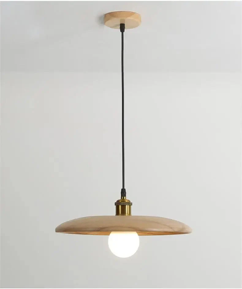 Minimalist Wood Grain Pendant Light with Sleek Dome Design