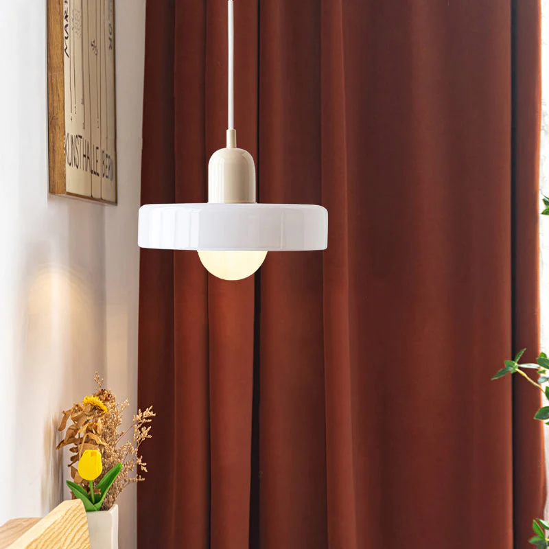 Modern Bauhaus Pendant Light with Glossy Glass Shade