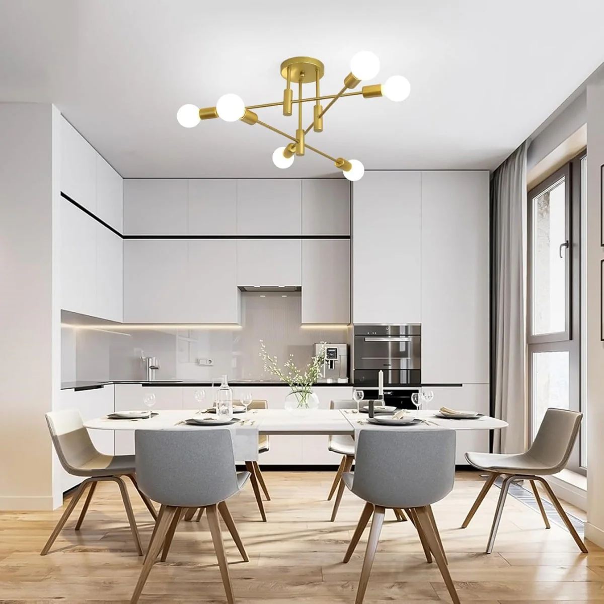 Modern Nordic Flush Ceiling Light �C Minimalist Metal Fixture with Geometric Design