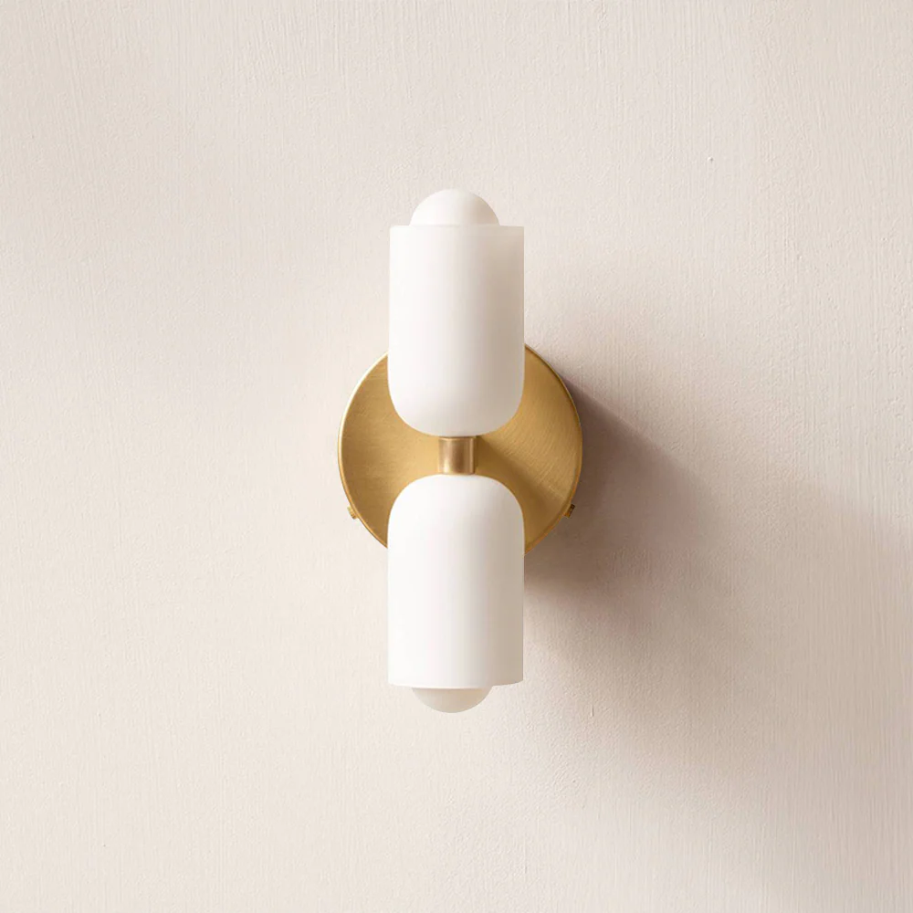 Modern Double Wall Light with Cylindrical Shades �C Sleek Metal Sconce for Indoor Use