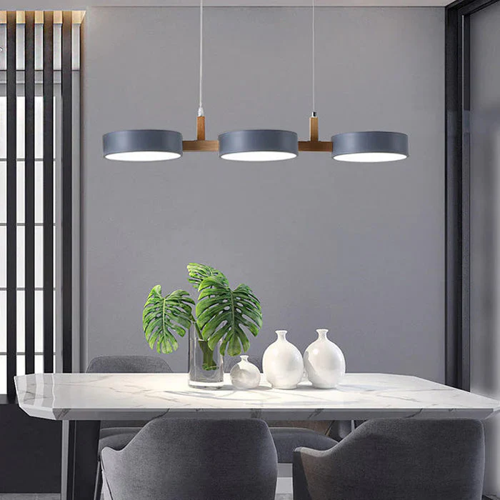 Modern Nordic Triple Cylinder Pendant Light with Wood Accent �C LED, 77cm Ceiling Fixture