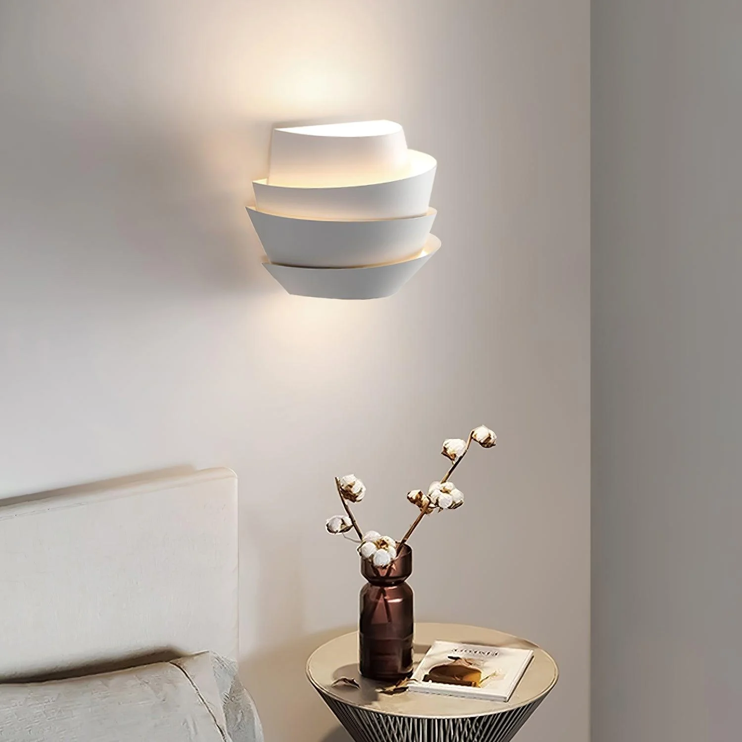 Modern French-Inspired Tiered Wall Light �C Sculptural LED Sconce in Matte Finish
