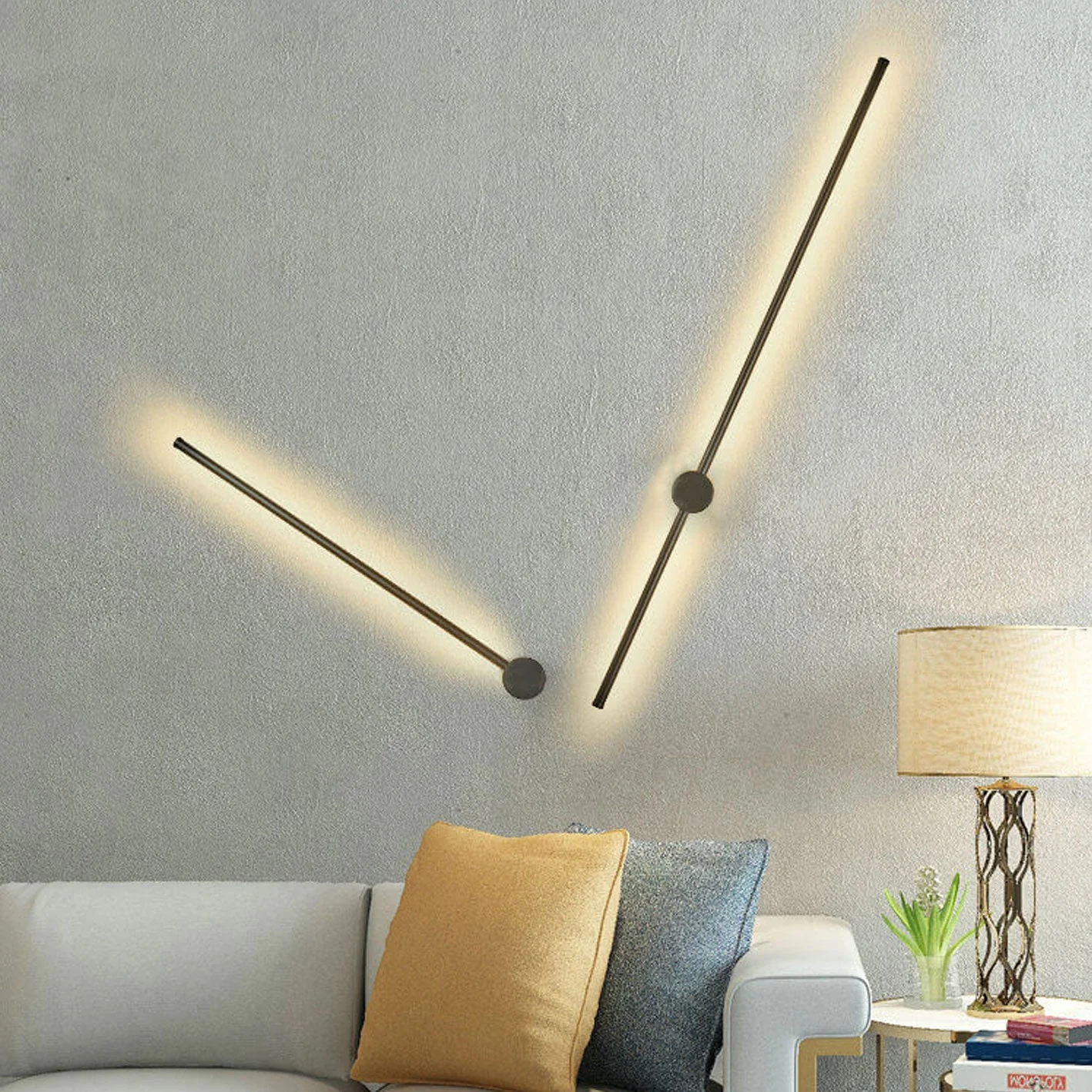 Modern LED Wall Light �?Minimalist Aluminium Sconce with Twin Linear Rod Design