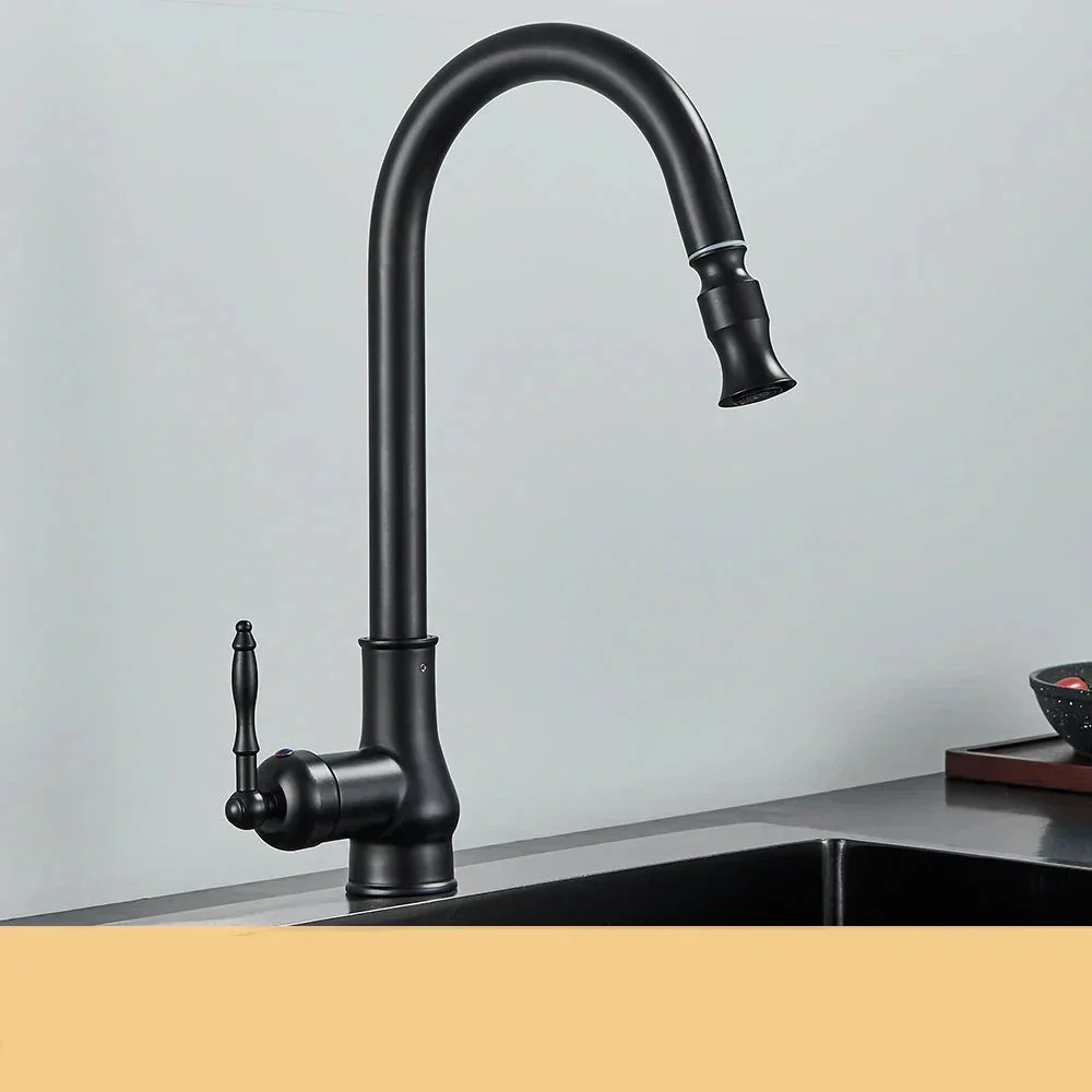 Antique Brass Kitchen Faucet with Swivel Spout and Single Lever Handle