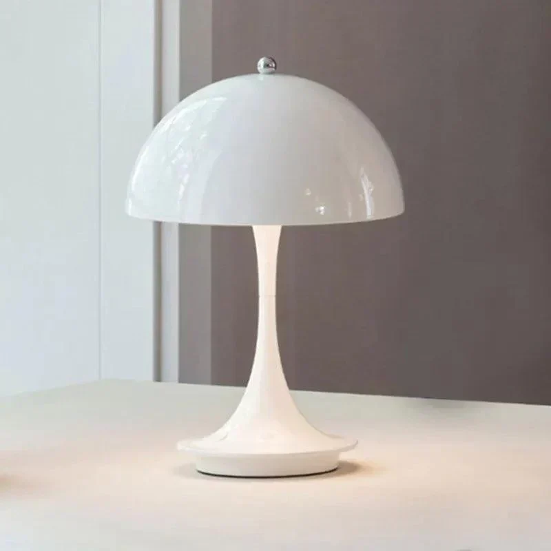 Mid-Century Modern Wireless Dimmable LED Table Lamp with Dome Shade