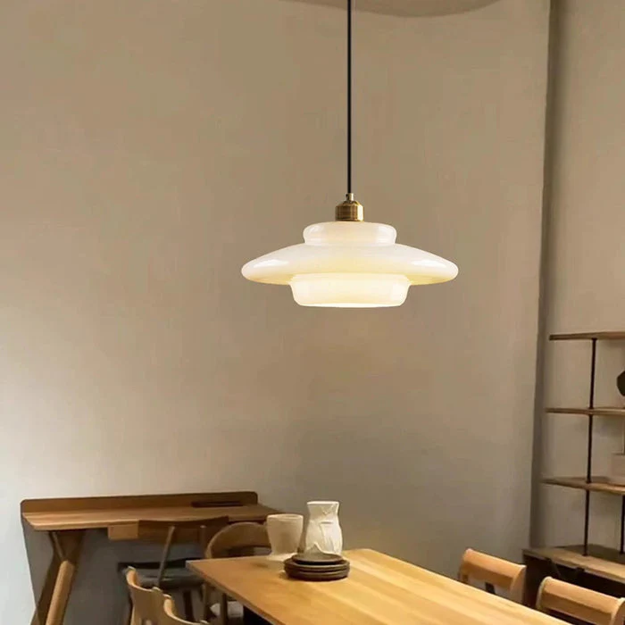 Modern Minimalist Glass Pendant Lamp with Brass Accents