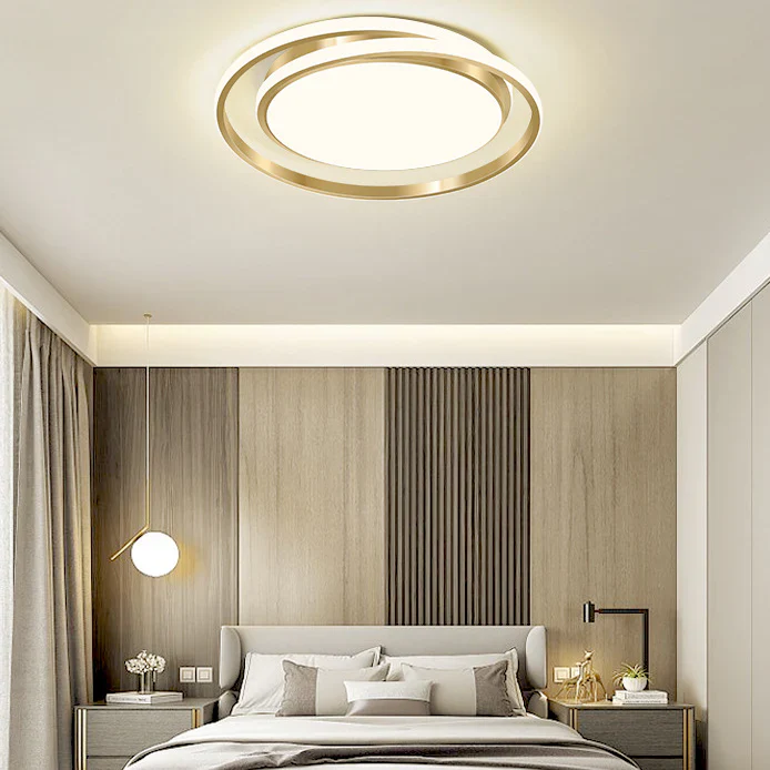 Modern Minimalist LED Flush Ceiling Light �C Circular Iron & Acrylic Fixture