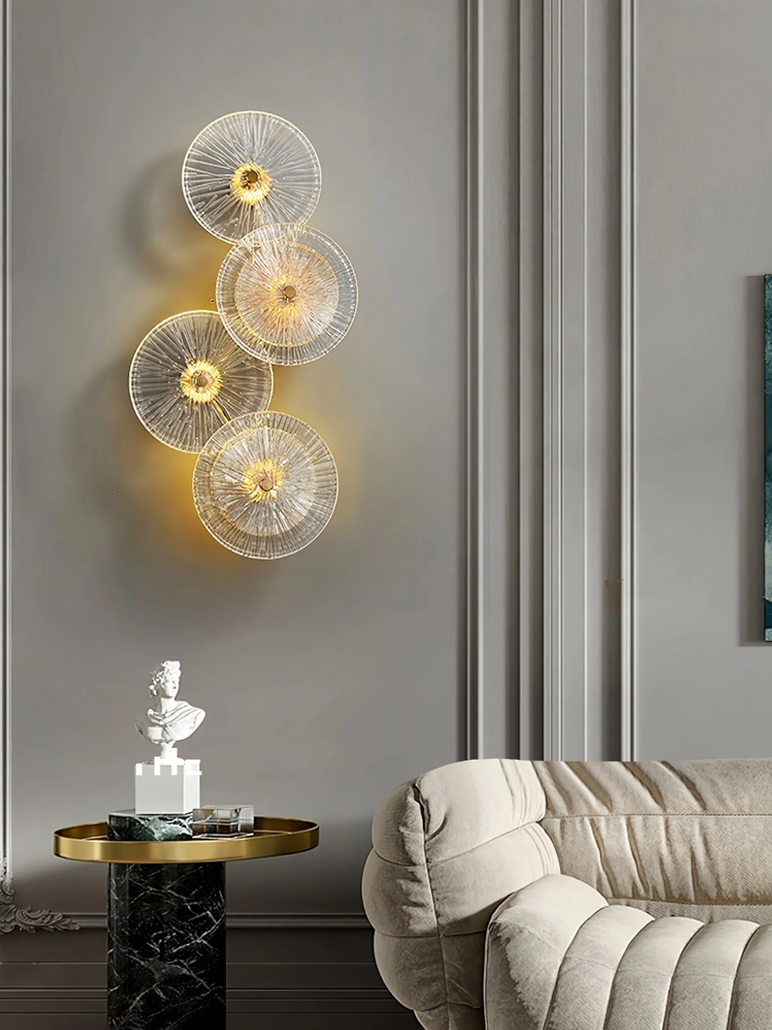 Modern Lotus Flower Wall Sconce �C Artistic LED Light with Elegant Radial Disc Design