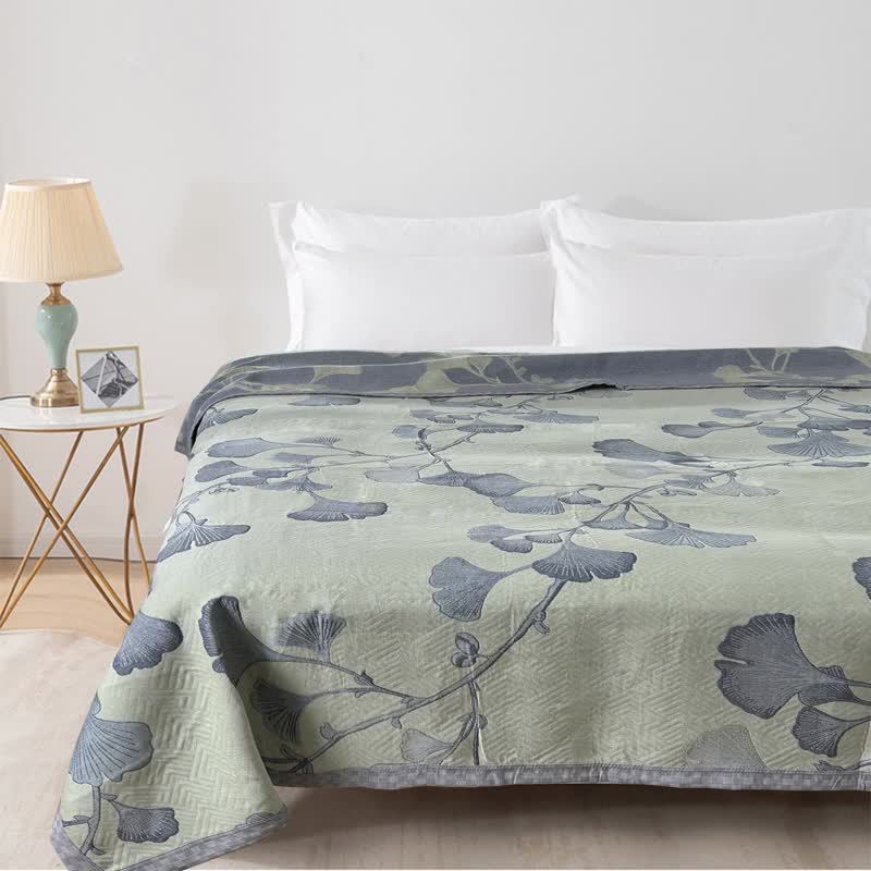 Reversible Ginkgo Leaf Quilt �?Cotton & Soybean Gauze �?Lightweight