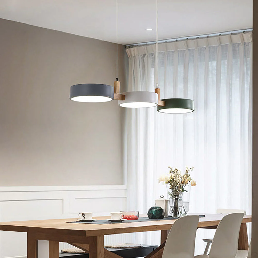 Modern Nordic Triple Cylinder Pendant Light with Wood Accent �C LED, 77cm Ceiling Fixture