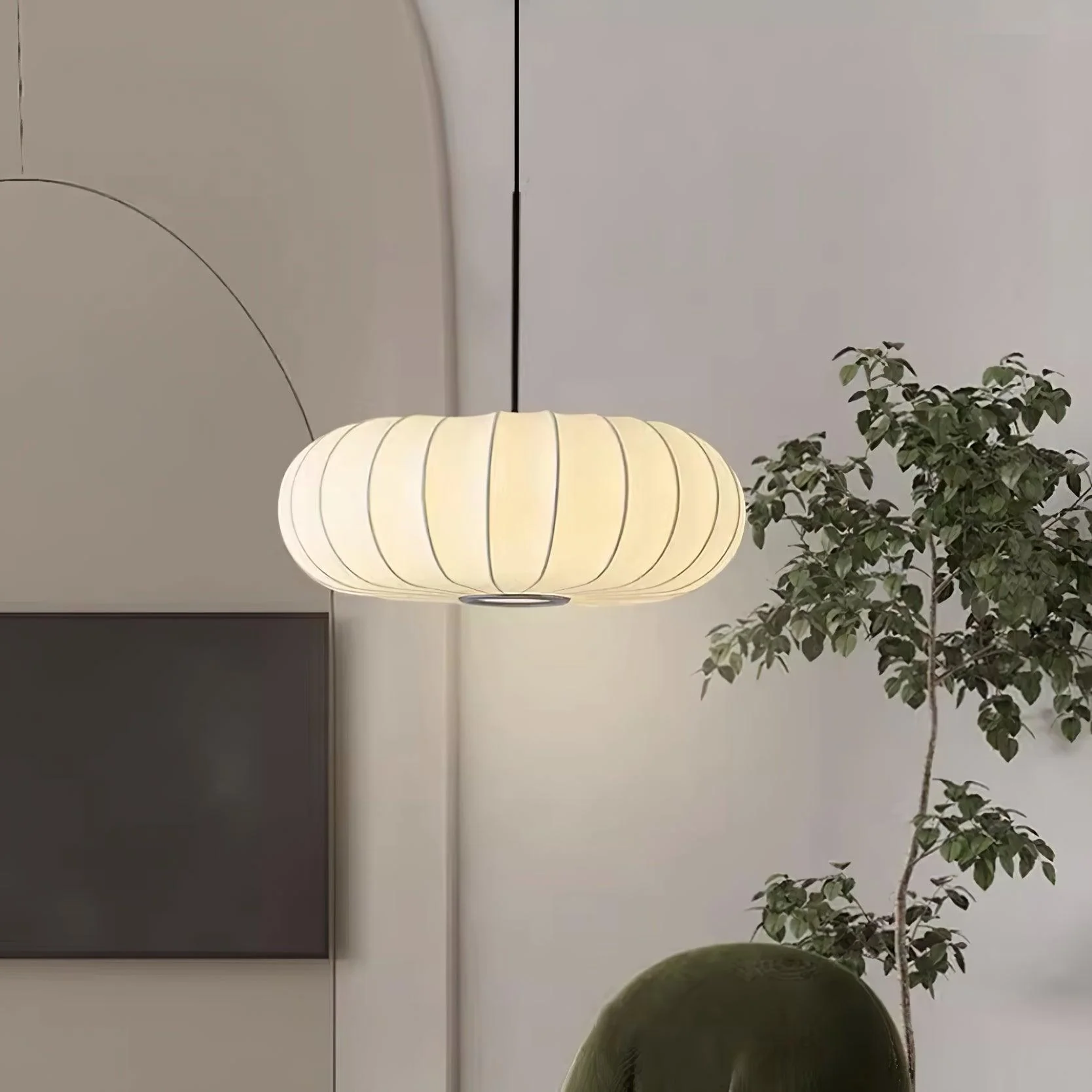 Minimalist Verona Pendant Light with Ribbed Design and Japanese Elegance