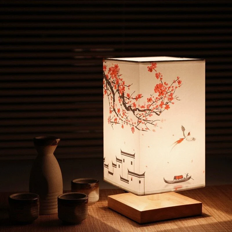 Japanese-Scandinavian Minimalist Table Lamp with Wooden Base