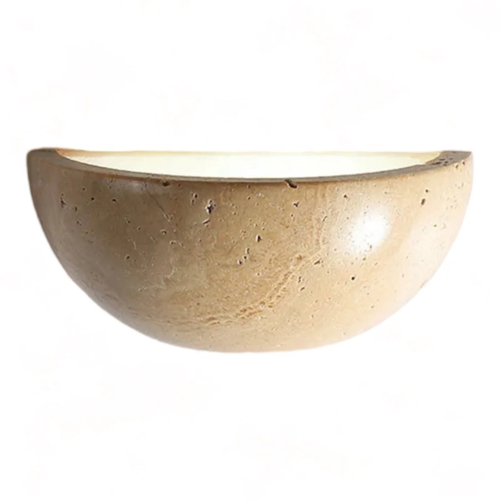 Semi-Circular LED Wall Sconce - Modern Wabi-Sabi Stone Design