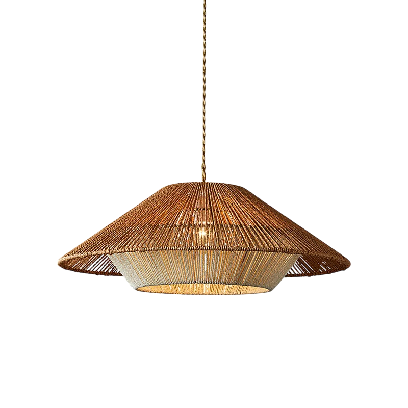 Pendant Light | Bamboo & Textile Cord | Woven Texture | Living Room Ambiance